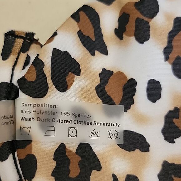 Zaful Leopard Print White Brown Black Swimsuit Bikini Top - Medium Size 6 - Picture 12 of 12